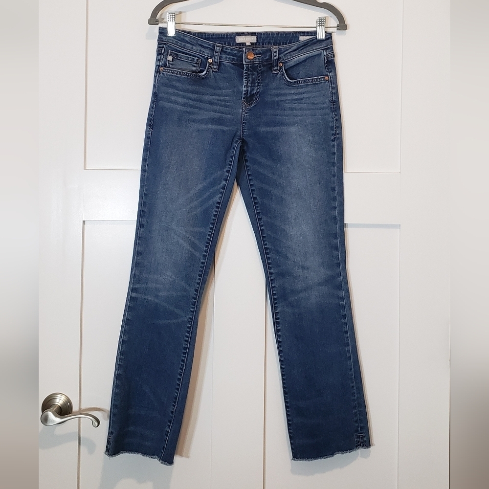 Dear John Jeans Size 27 X 27.5 Playback Cuffed Cropped Straight Stretch Fray Hem